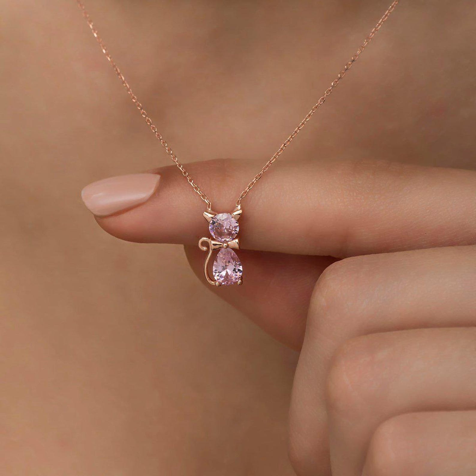 💐Mother's Day Pre-sale💝For Cat Lover-Birthstone Kitten Necklace