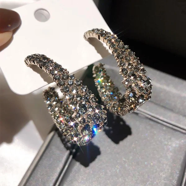 Retro Baroque Sparkling Hoop Earrings