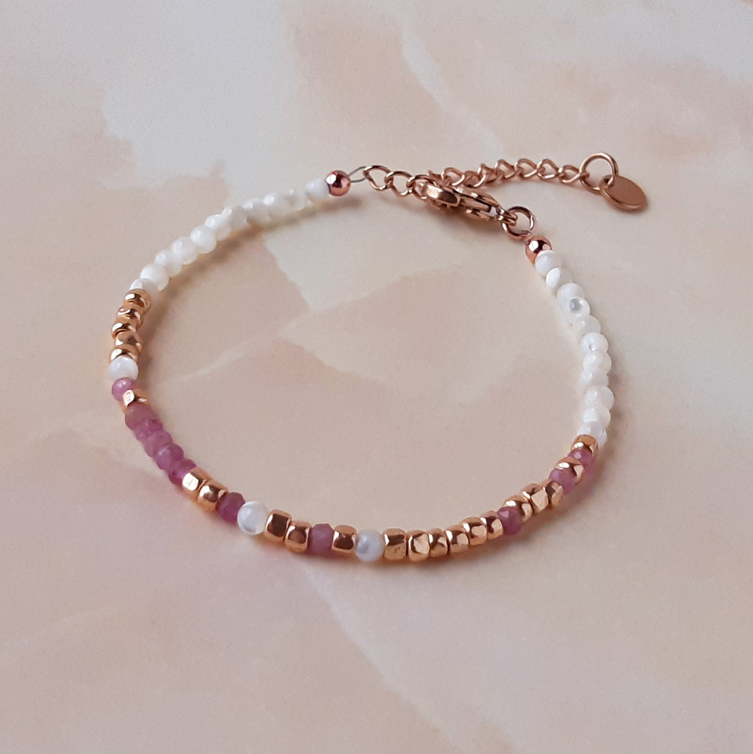 'F*ck Cancer' Pink Tourmaline Morse Code Breast Cancer Bracelet