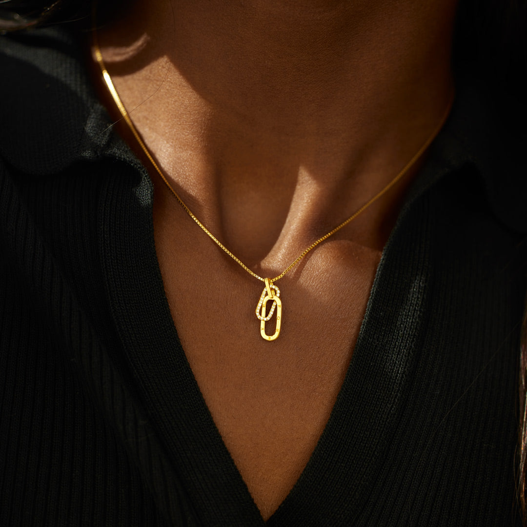 You're Never Alone Emotional Support Rectangle Interlocking Necklace