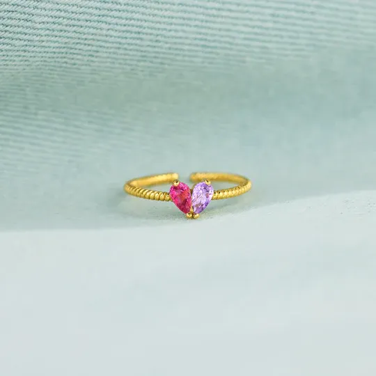 For Love - Partners In Love Heart Custom Birthstone Ring