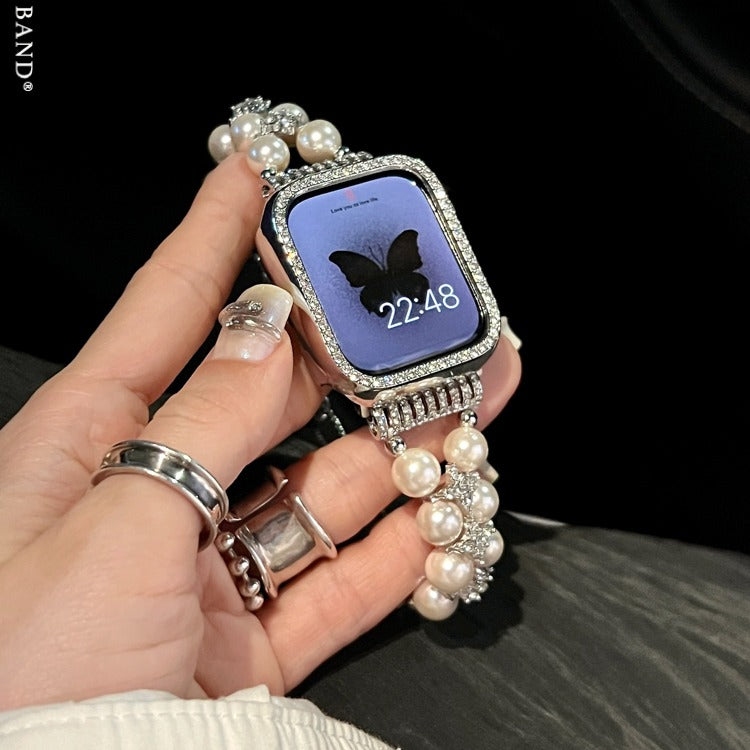 Rhinestones Pearl Bracelet With Rhinestones Case For Apple Watch