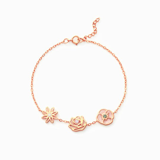 PERSONALISED BIRTH FLOWERS BRACELET-PERFECT GIFT FOR MOM/WIFE