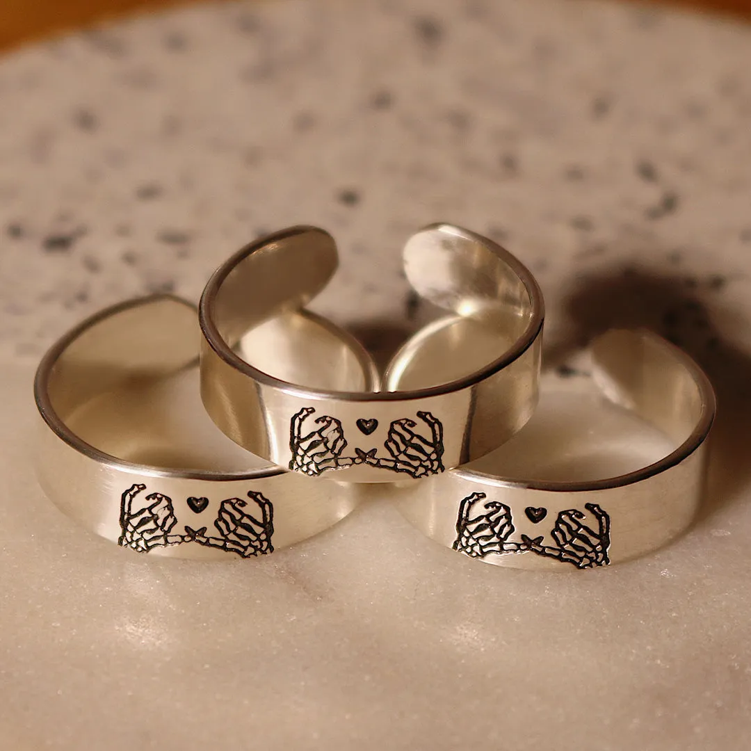 FOR FRIEND - S925 RIDE OR DIE SKELETON PINKY PROMISE RING
