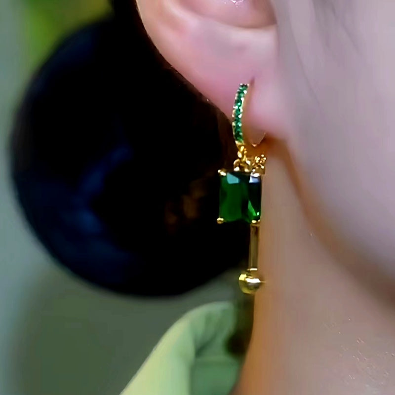 14K Gold-Plated Luxury Crystal Square Earrings