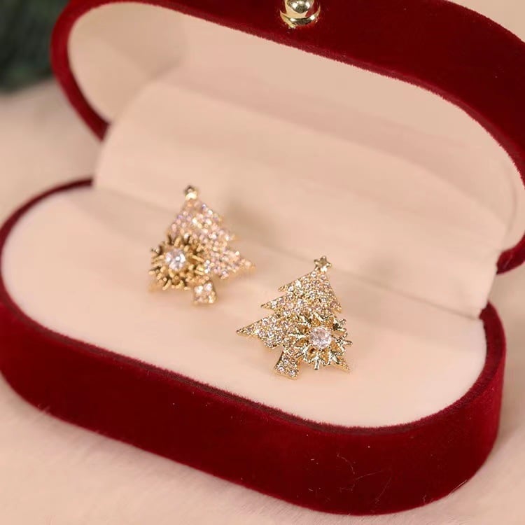 Rotatable Snowflake Christmas Tree Earrings