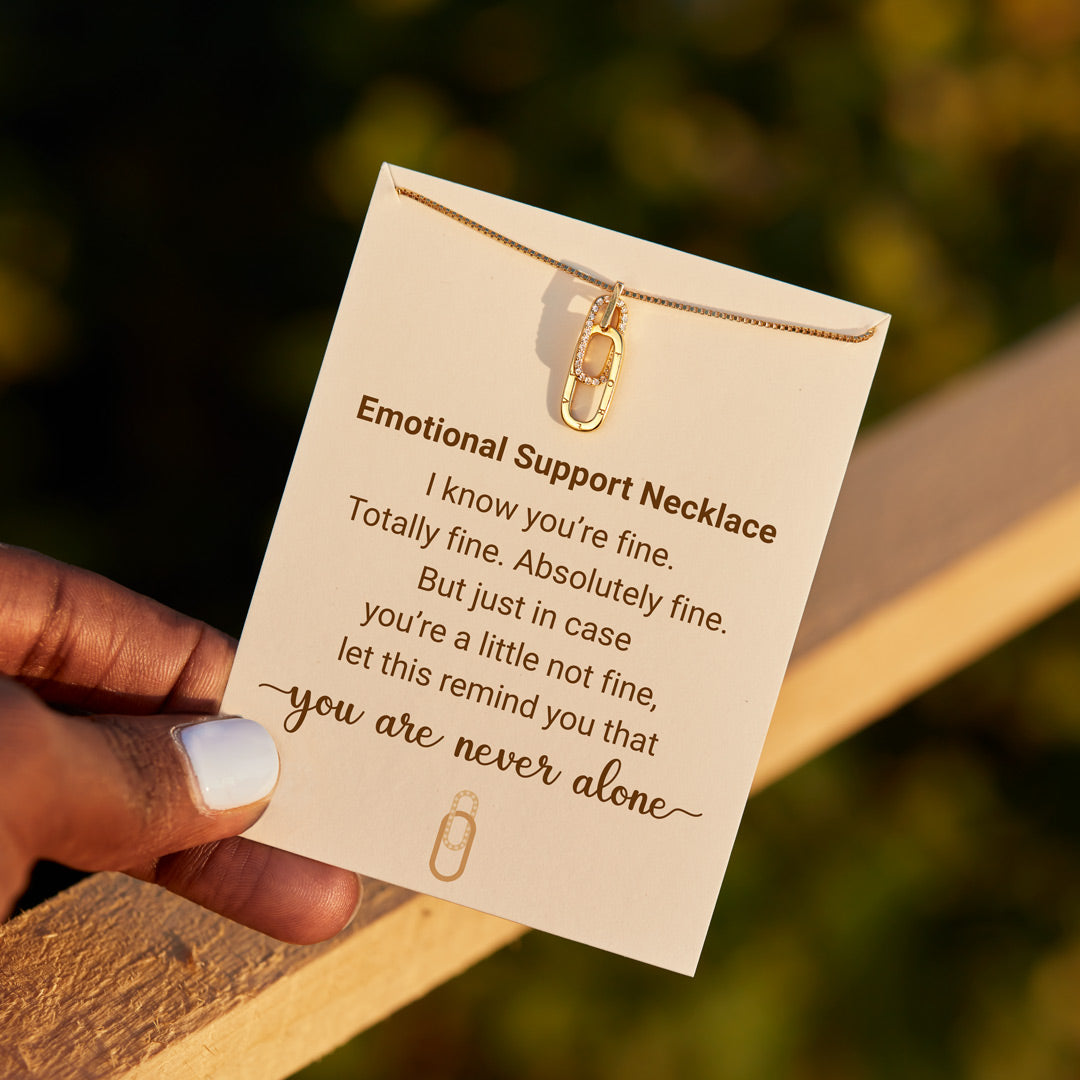 You're Never Alone Emotional Support Rectangle Interlocking Necklace