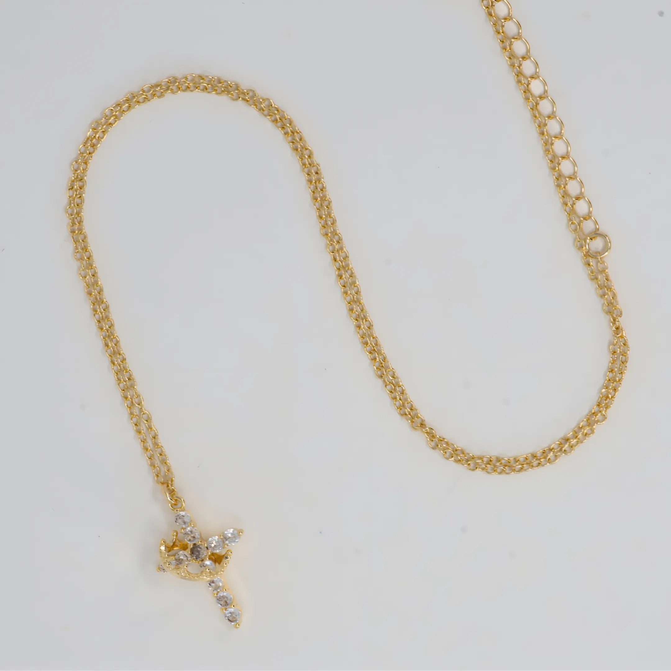 🎄Christmas Pre-sale🎁Paved Cross Rotated Crown Necklace