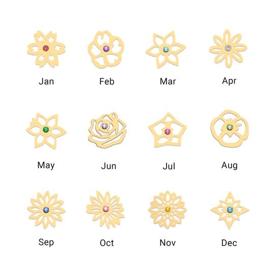 PERSONALISED BIRTH FLOWERS BRACELET-PERFECT GIFT FOR MOM/WIFE