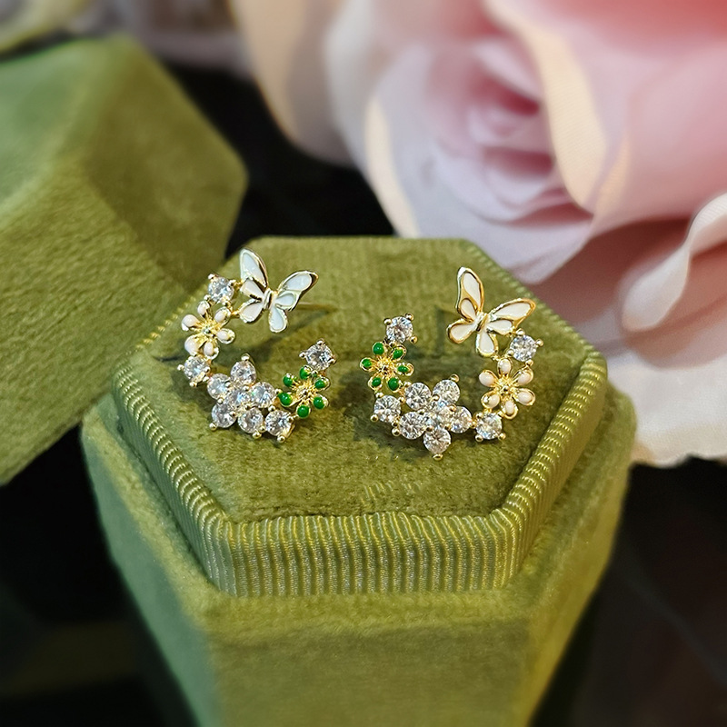 🎄Christmas Hot Sale🎁Butterfly Wreath Zircon Earrings
