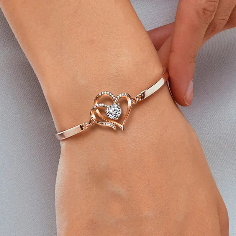 For Love - I Want All Of My Lasts To Be With You Double Heart Bracelet