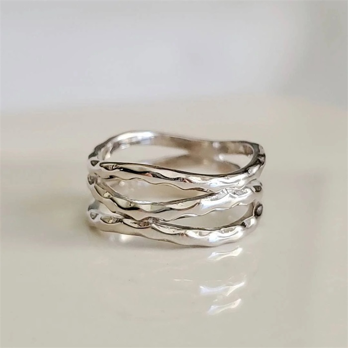 Hammered Ring, Solid Sterling Silver Women's Ring,  Toe Midi Ring-belovejewel.com
