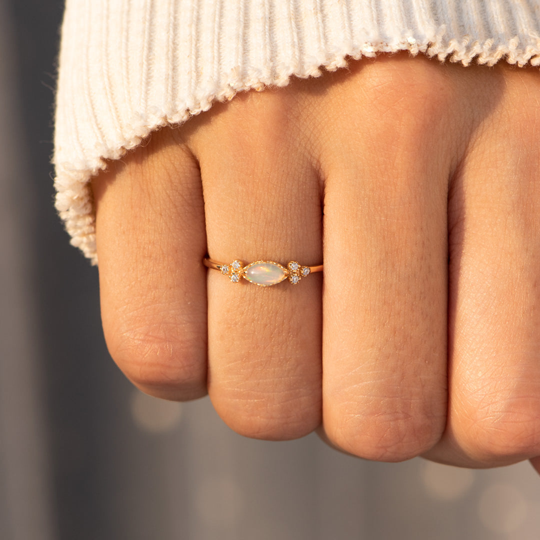 🎄Christmas Pre-sale🎁The Purest Love Matching Oval Cut Opal Ring