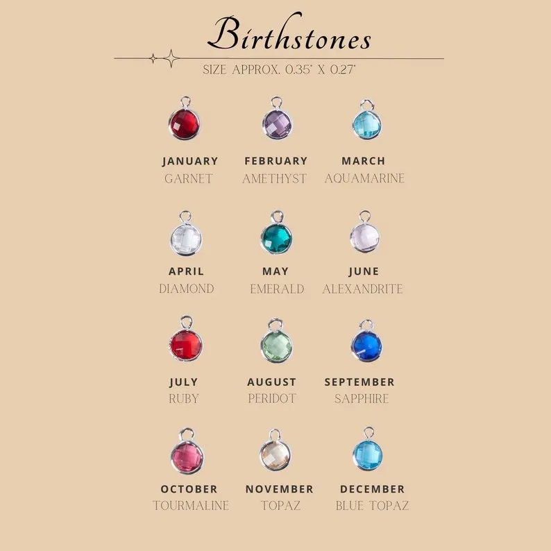 Carabiner Personalized Name Birthstone Necklace 