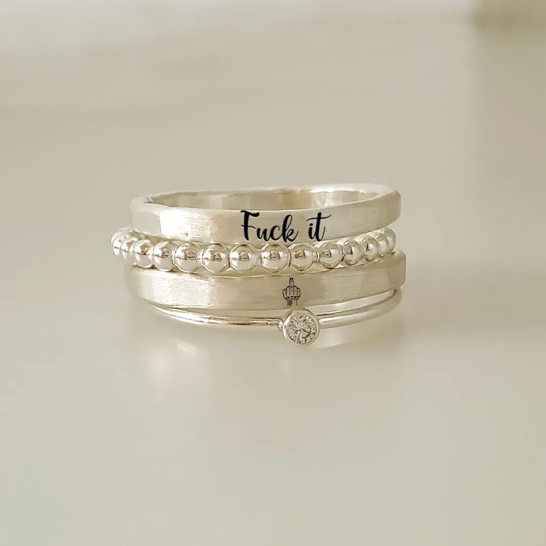 FUCK IT STACKED RING - 4 RINGS SET