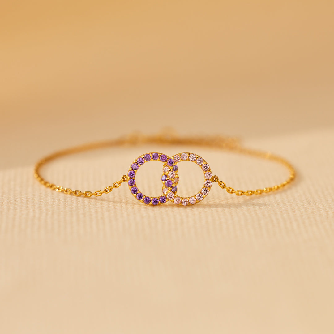 🎄Christmas Pre-sale🎁Mother & Daughter Birthstone Knitted Interlocking Bracelet