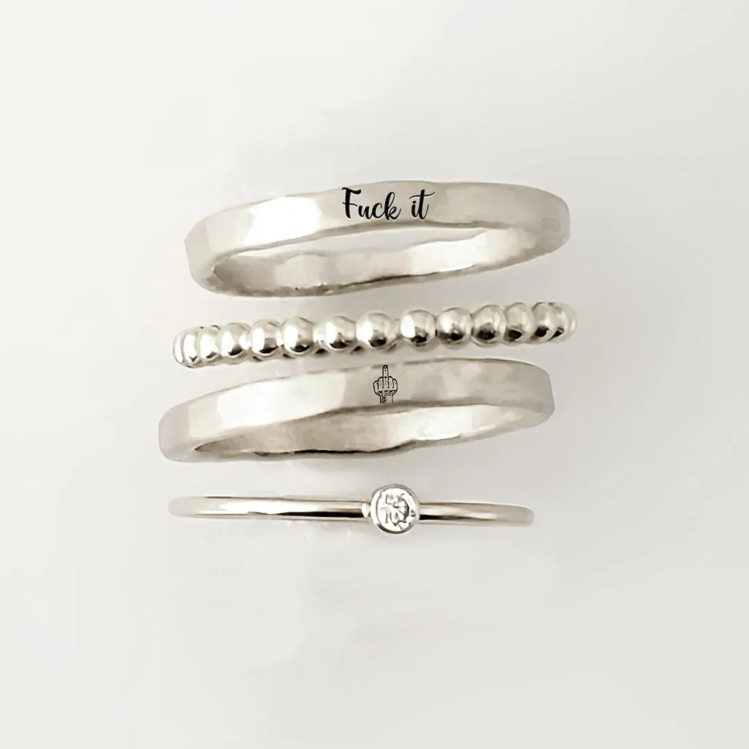 FUCK IT STACKED RING - 4 RINGS SET