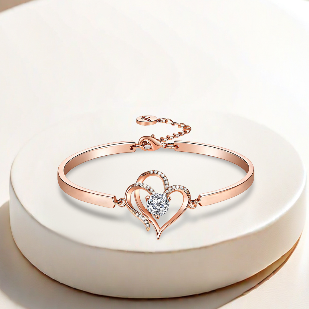 For Granddaughter- We Are Connected By Heart Diamond Bracelet