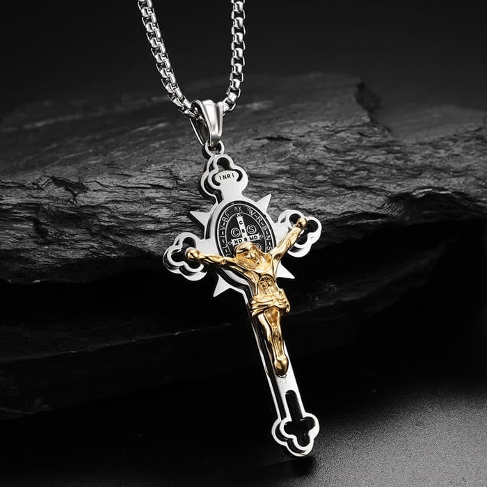 🙏ST.Benedict Protection Cross Power Pendant Necklace-belovejewel.com