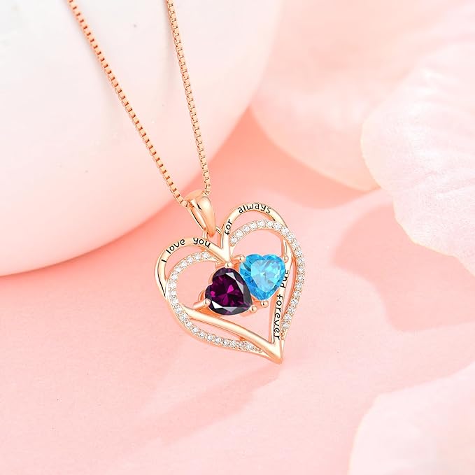 Heart Pendant Birthstone Diamond Necklace