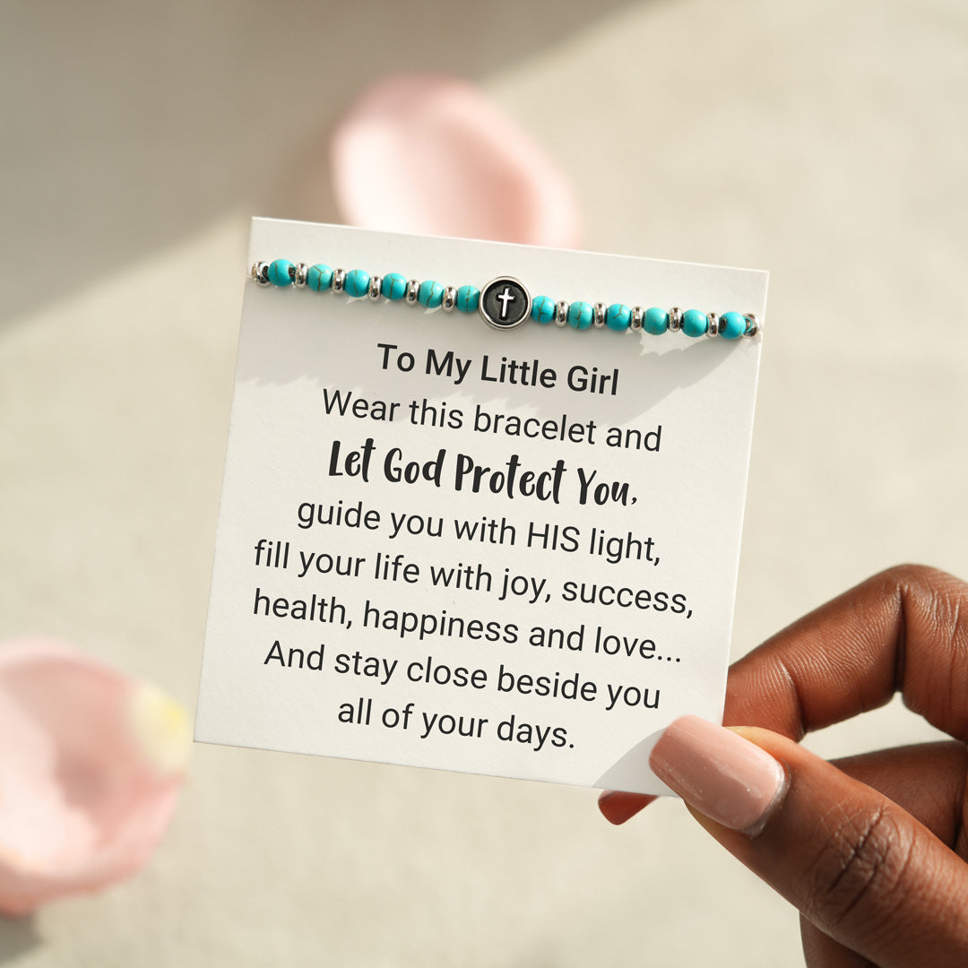 🎄Christmas Pre-sale🎁Dear Daughter Turquoise Bead Cross Bracelet