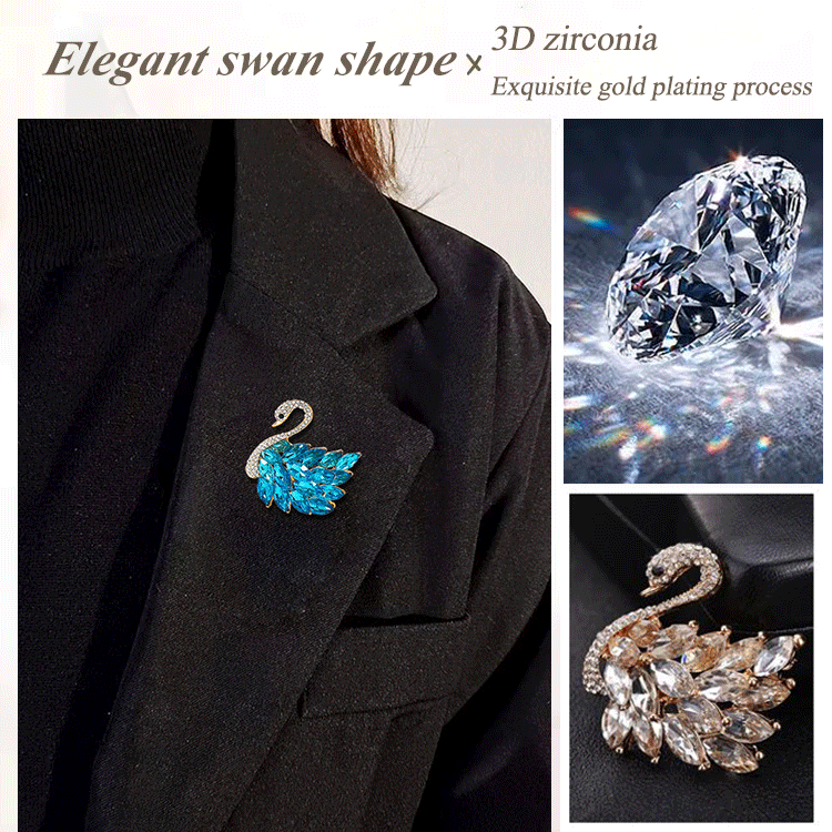 High-end crystal swan brooch-belovejewel.com