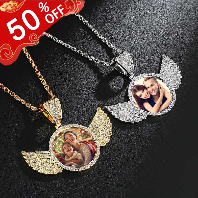Custom Photo Medal Necklace With Wings