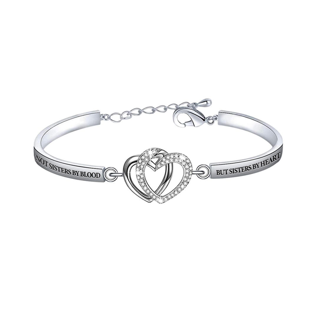 For Friend - Not Sisters By Blood But Sisters By Heart Double Heart Bracelet