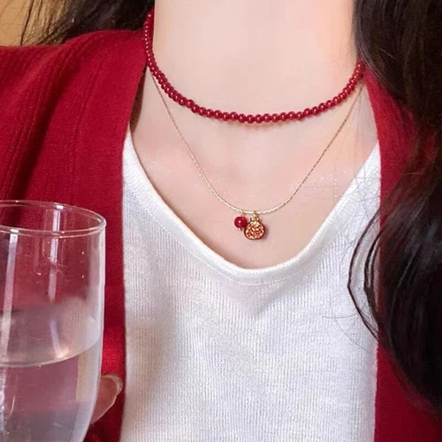 Pom of Prosperity – Red Garnet Charm Necklace