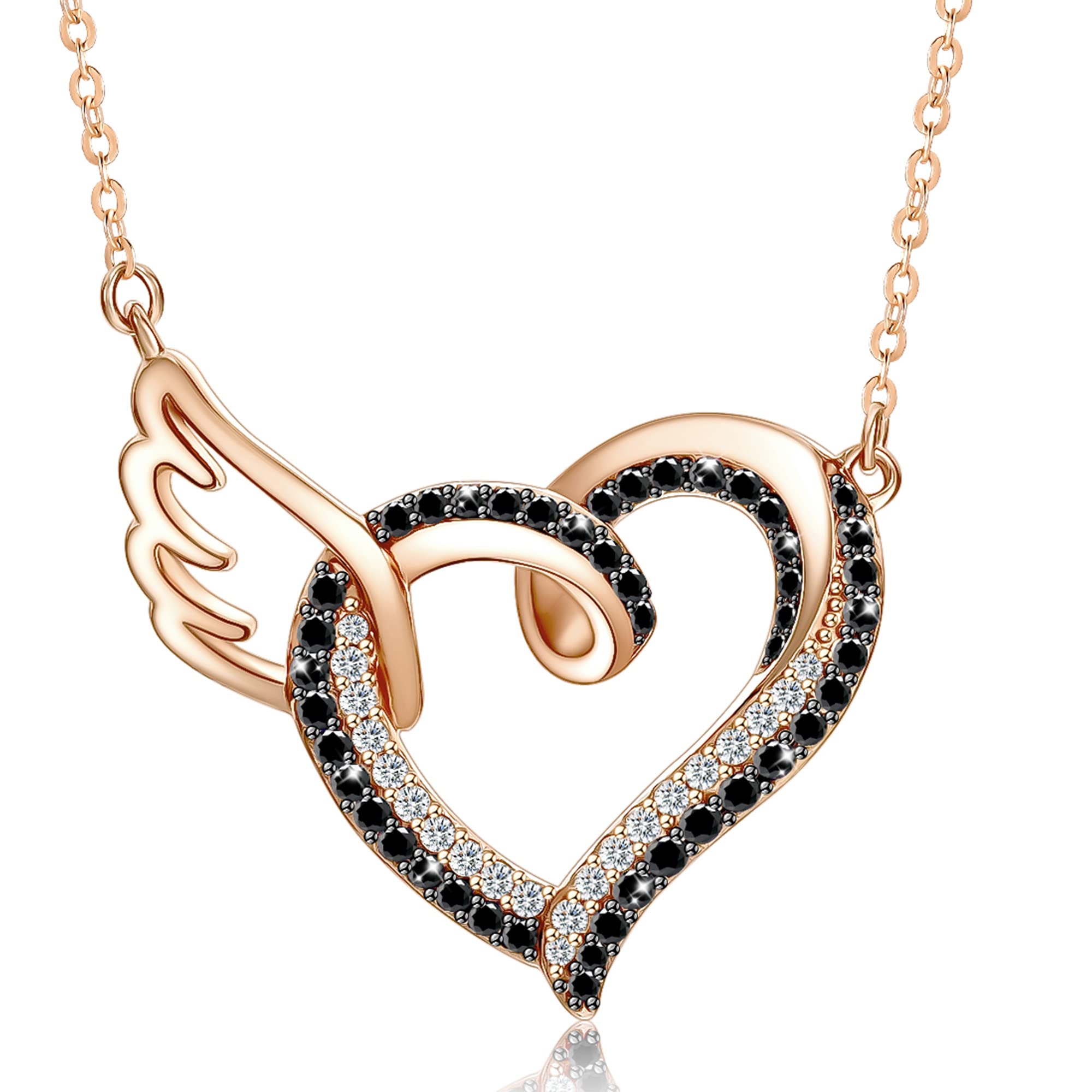FOR MEMORIAL - I'LL HOLD YOU IN MY HEART UNTIL I CAN HOLD YOU IN HEAVEN BLACK DIAMOND NECKLACE-belovejewel.com