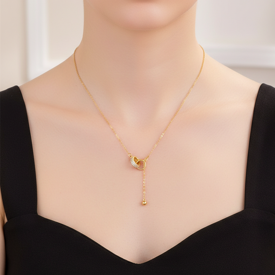 For Love- Interlocked Diamond Tassel Necklace