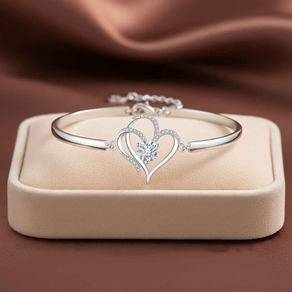 For Granddaughter- We Are Connected By Heart Diamond Bracelet