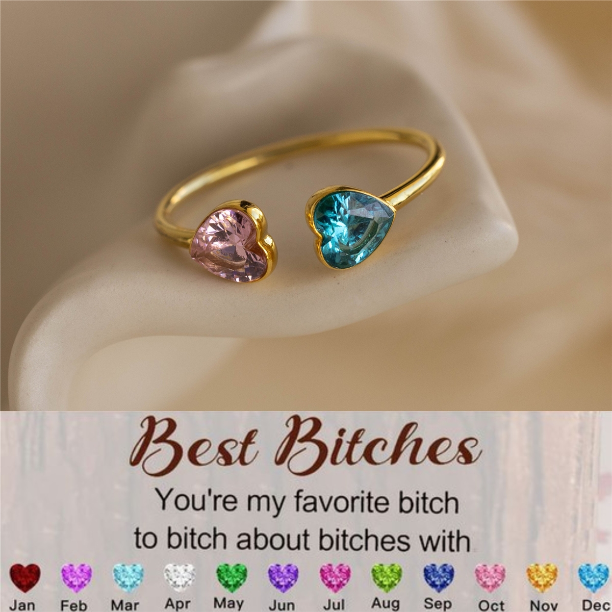 Bracciale Amicizia Con Scritta 'Best Bitches' E Ciondolo Cerchio, Regolabile