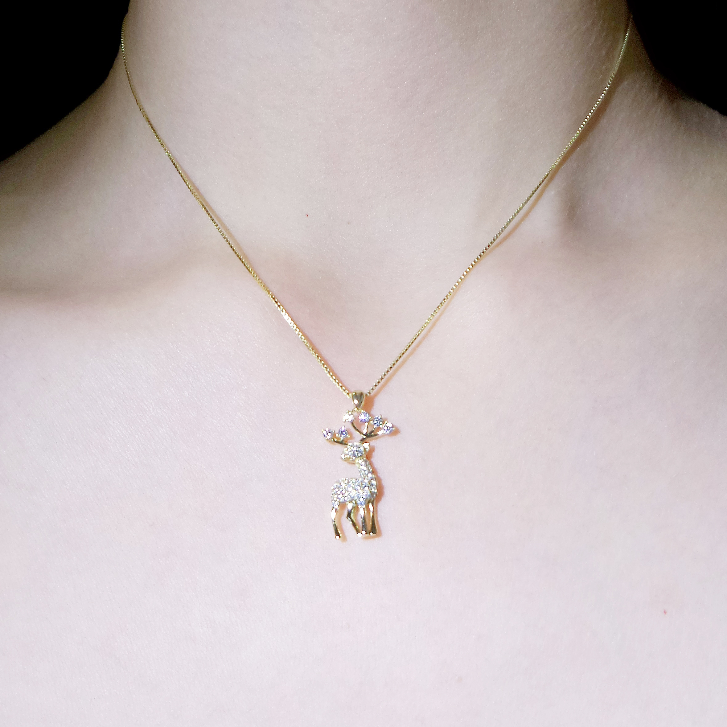  925 Sterling Silver Reindeer Pendant Necklace