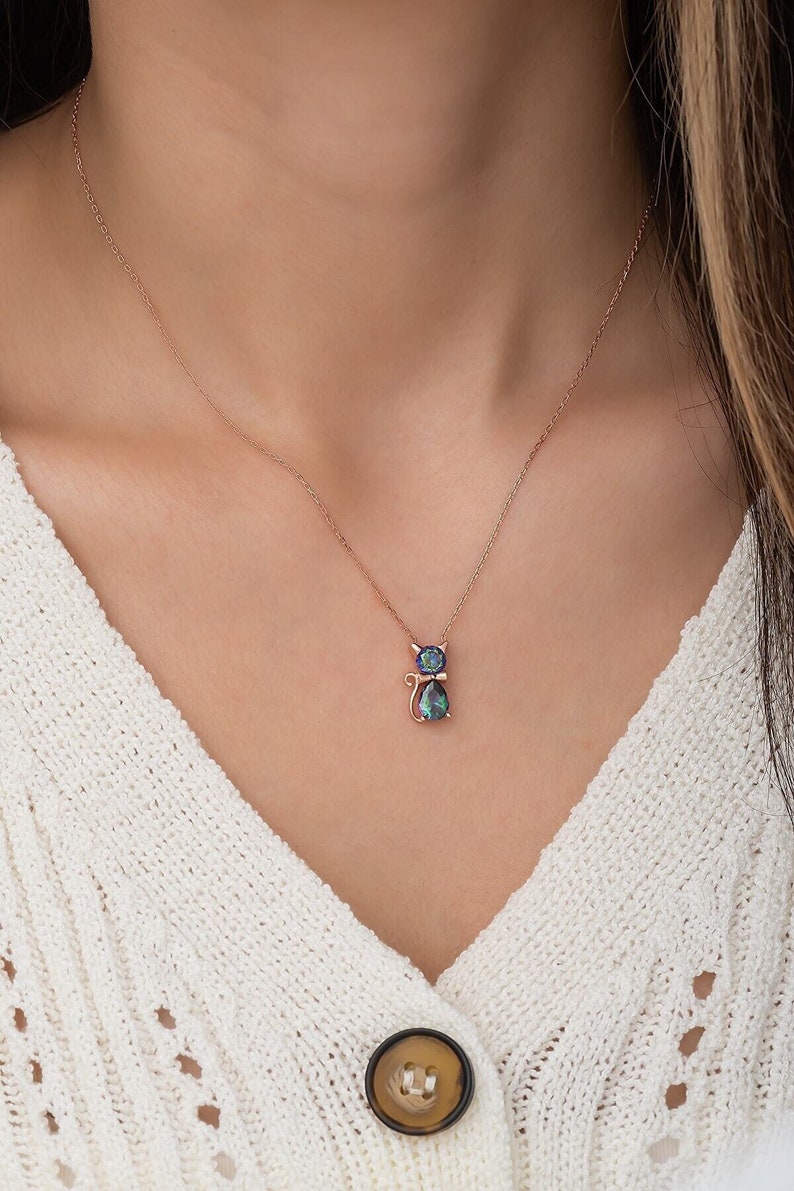 Birthstone Kitten Necklace