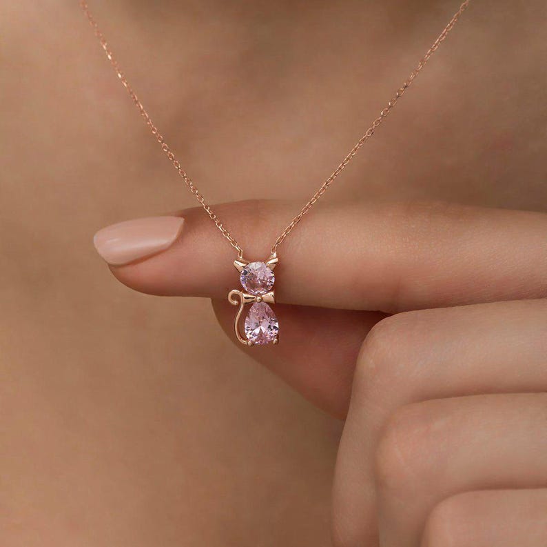 Birthstone Kitten Necklace