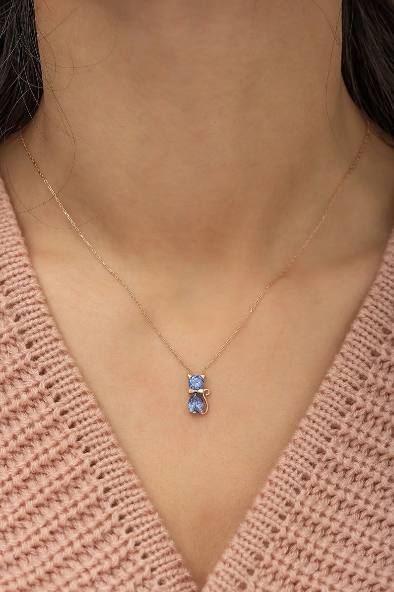 Birthstone Kitten Necklace