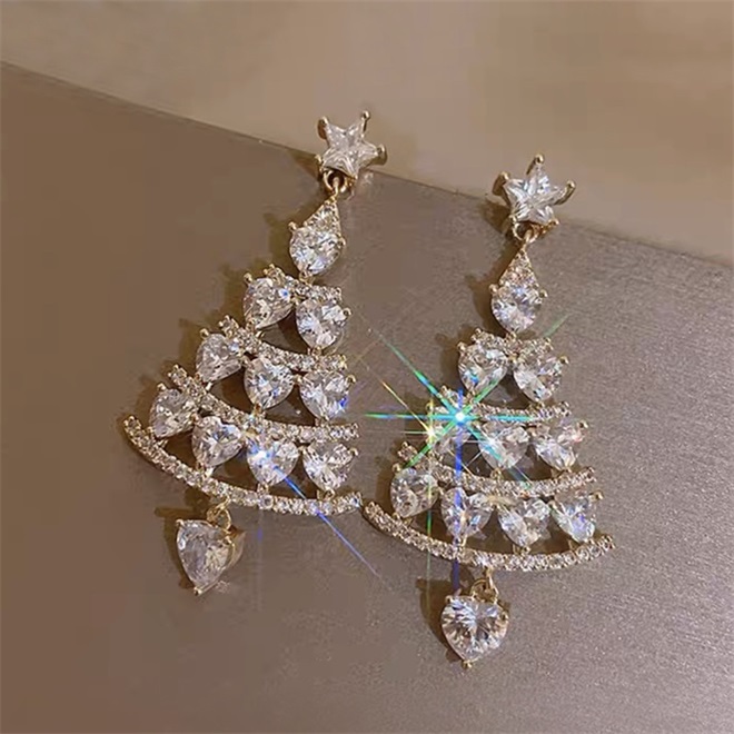 🔥Christmas Pre-sale🎁Sparkling Christmas Tree Earrings - Gold🎄