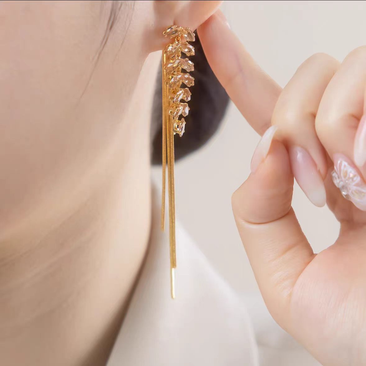 💐Mother's Day Pre-sale💝14K Gold-Plated Exquisite Long Wheat Tassel Earrings