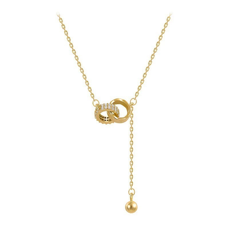 For Love- Interlocked Diamond Tassel Necklace