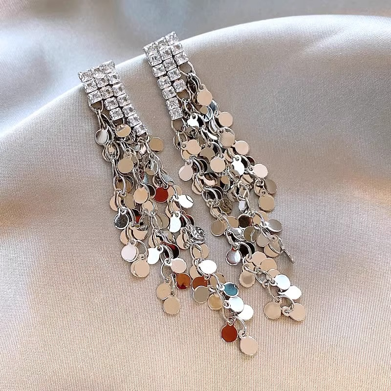 “Glow Drop” – Statement Sequin Tassel Earrings