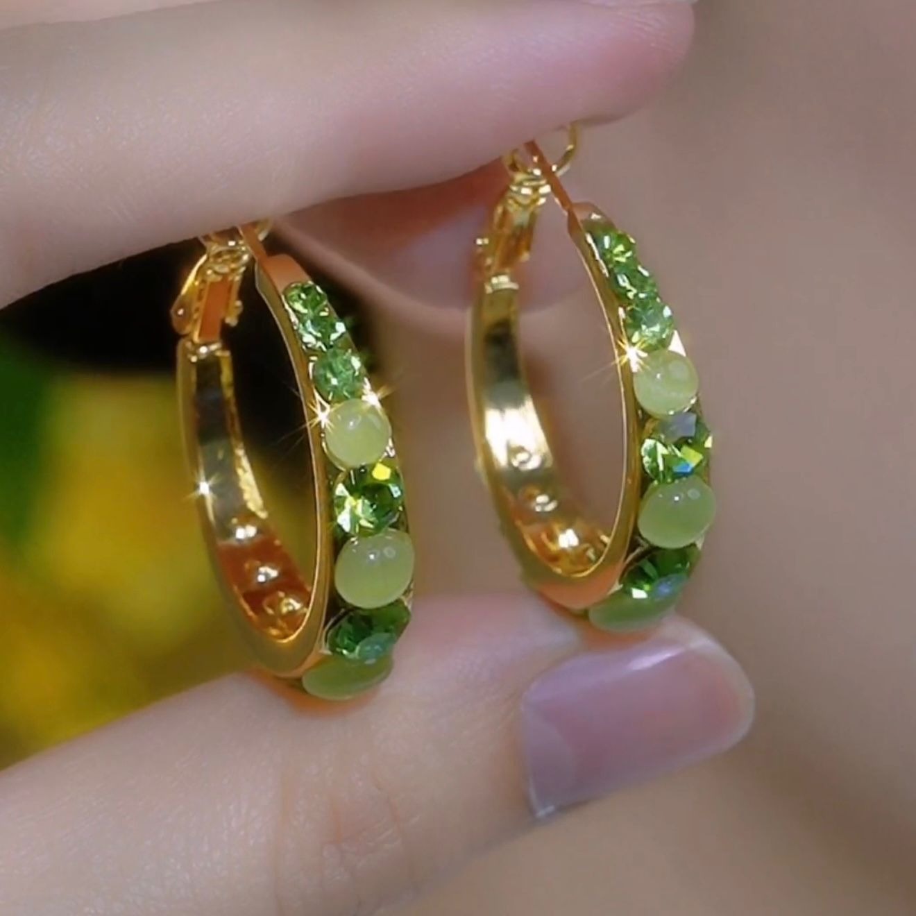 💐Mother's Day Pre-sale💝14K Gold-Plated Elegant Diamond Cat's Eye Sto