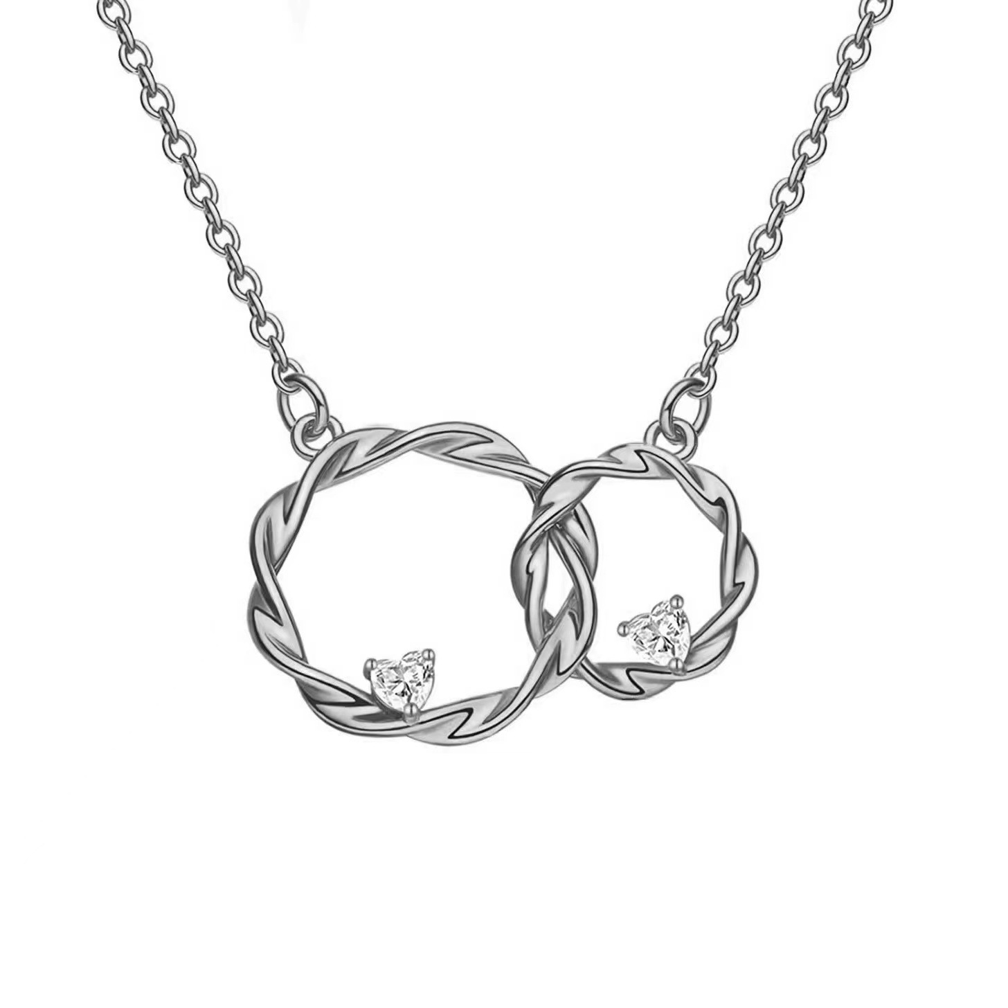 FOR UNBIOLOGICAL DAUGHTER - WE ARE FOREVER LINKED TOGETHER DOUBLE CIRCLE NECKLACE