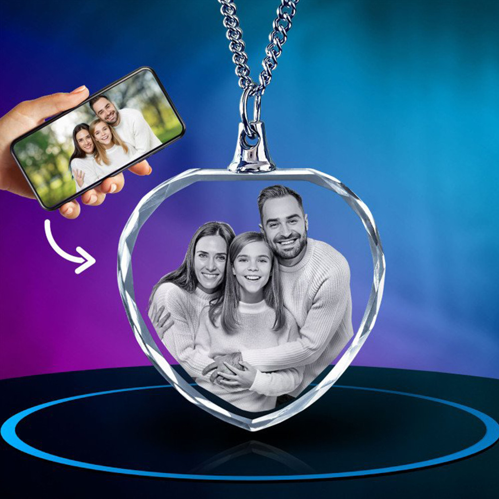 Personalised photo love crystal necklace