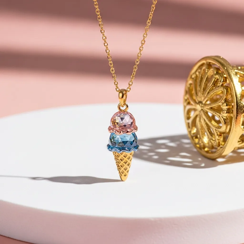 For Granddaughter- Custom Sweet Ice Cream Birthstones Necklace