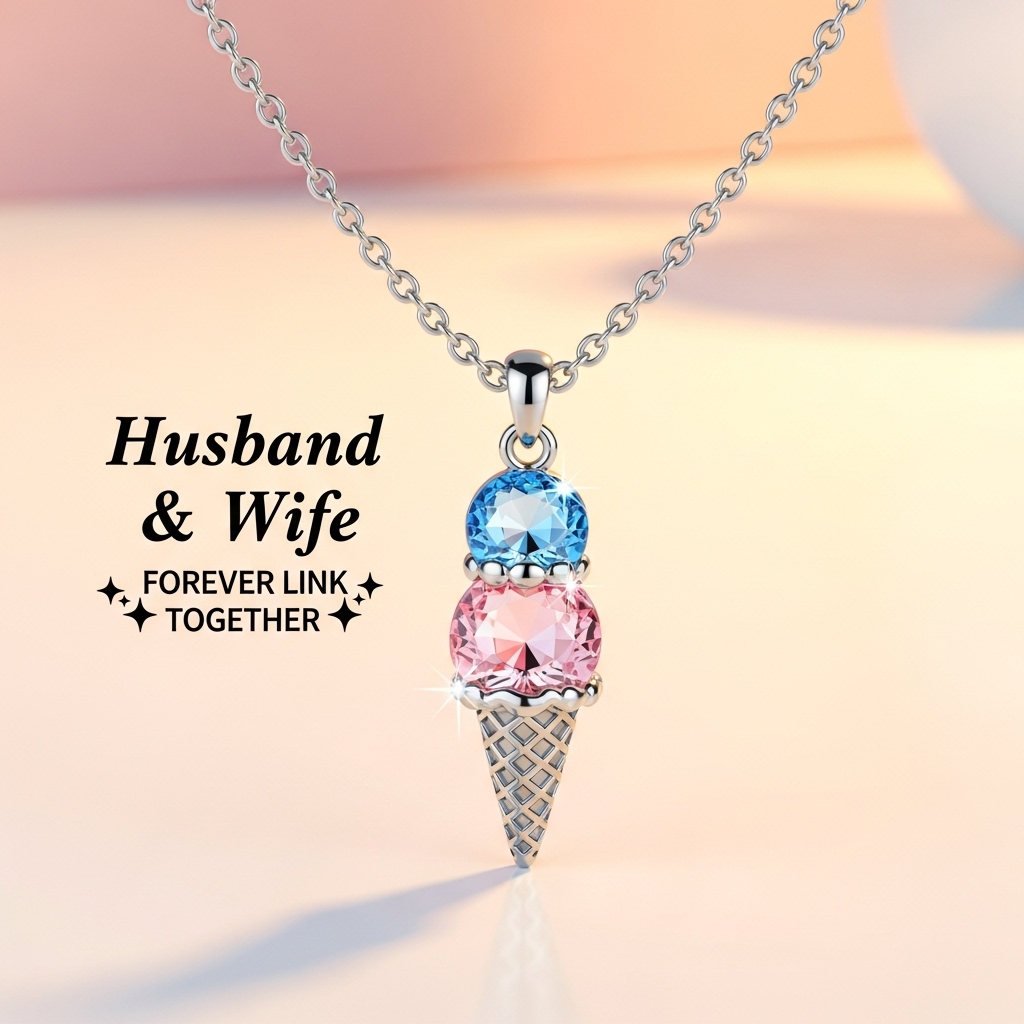 For Love- Custom Sweet Ice Cream Birthstones Necklace