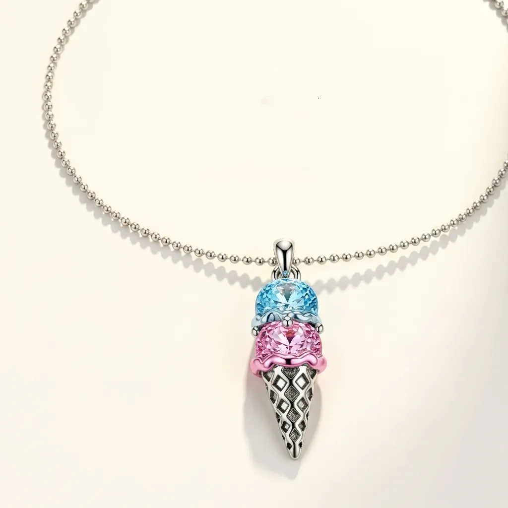 For Granddaughter- Custom Sweet Ice Cream Birthstones Necklace