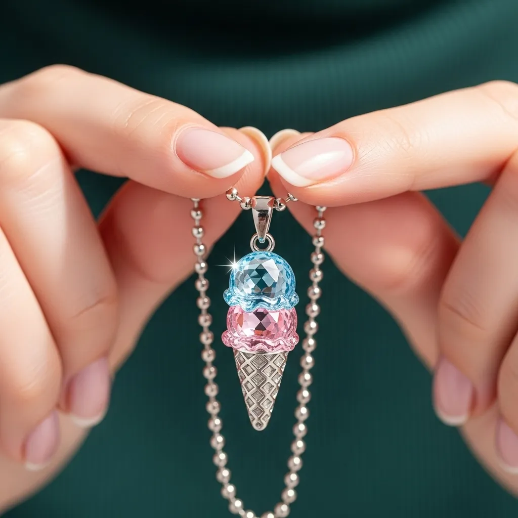 For Granddaughter- Custom Sweet Ice Cream Birthstones Necklace