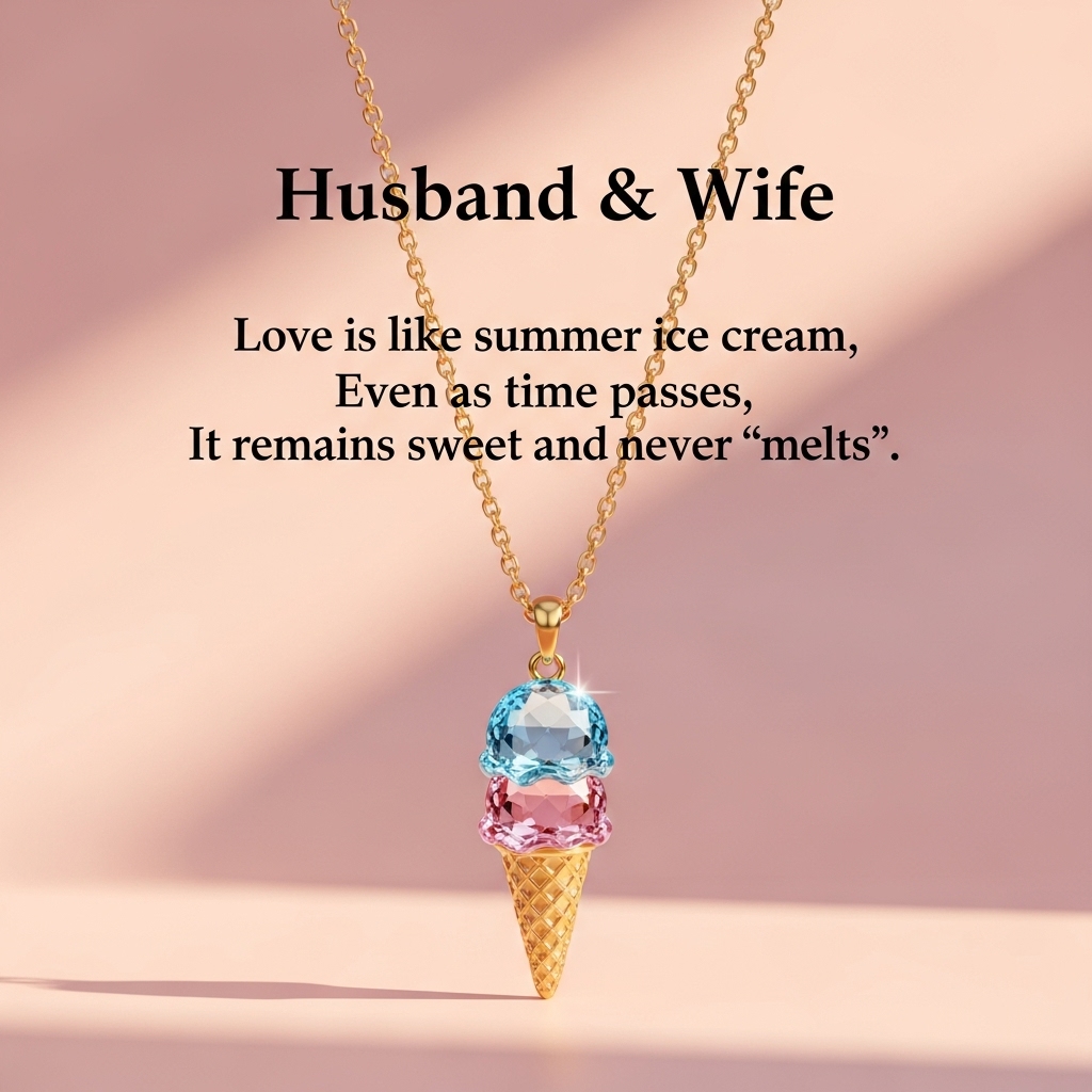 For Love- Custom Sweet Ice Cream Birthstones Necklace