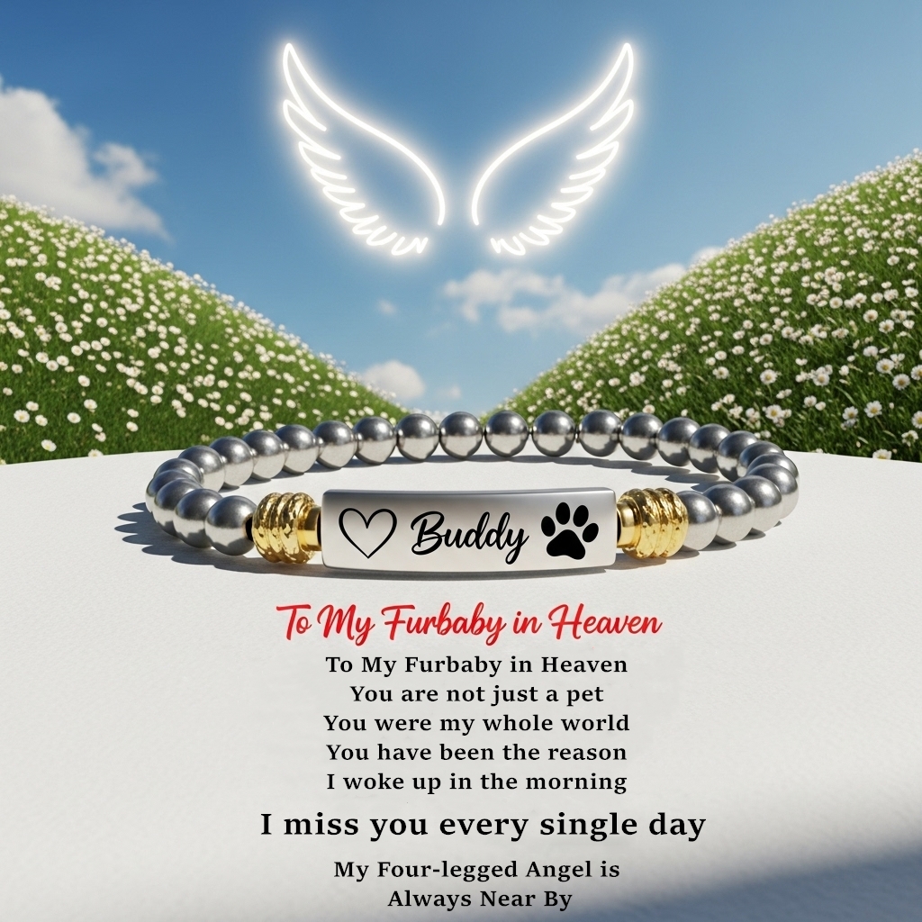 FOR MEMORIAL - My Four-legged Angel is Always Near By Custom Name Bead Bracelet